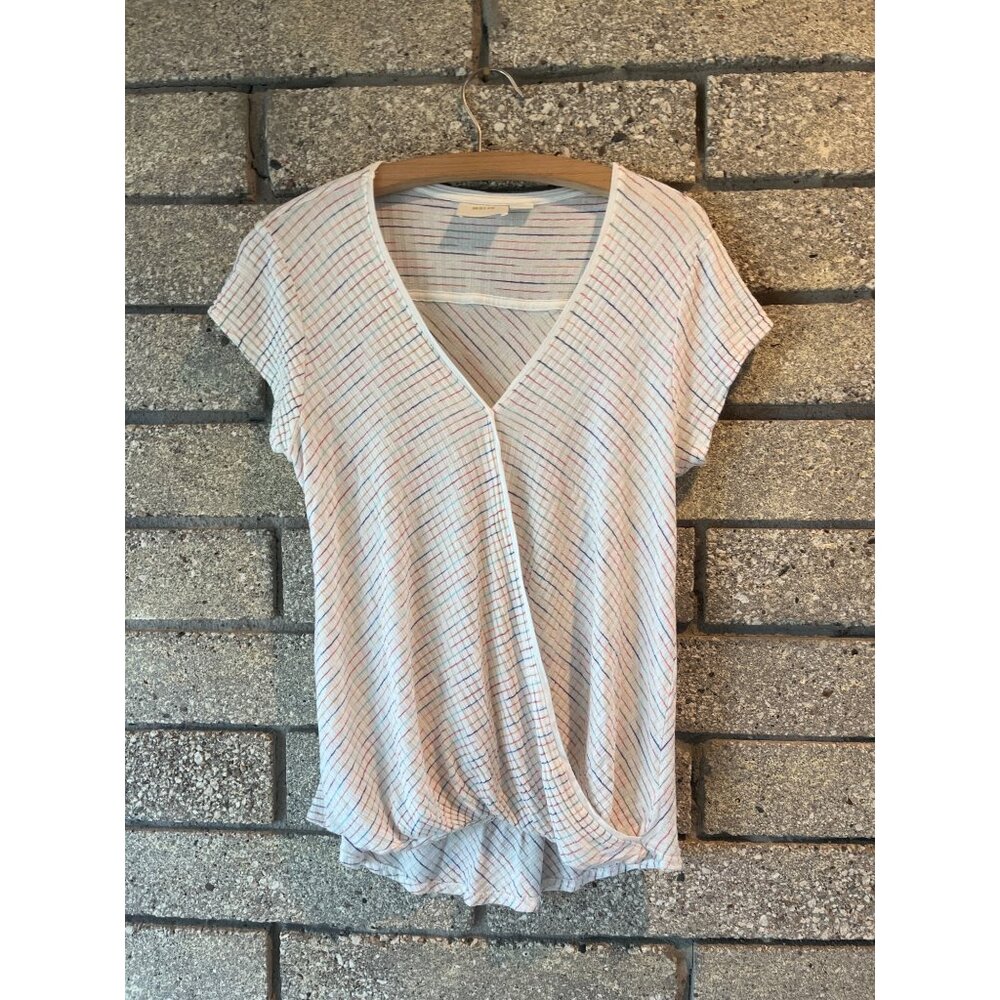 Maeve Multi-Stripe Lightweight V-Neck Wrap Top